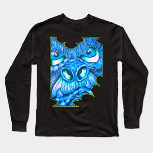 Blue Gorilla Face Long Sleeve T-Shirt